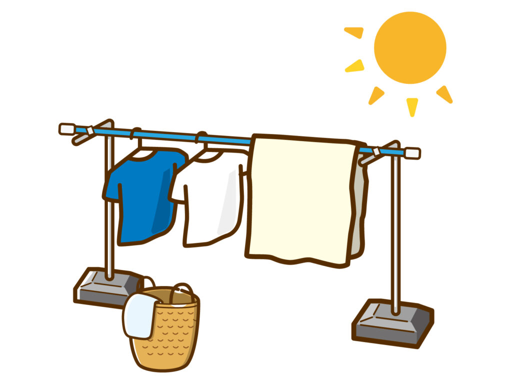 洗濯干しも紫外線による消毒効果があります。