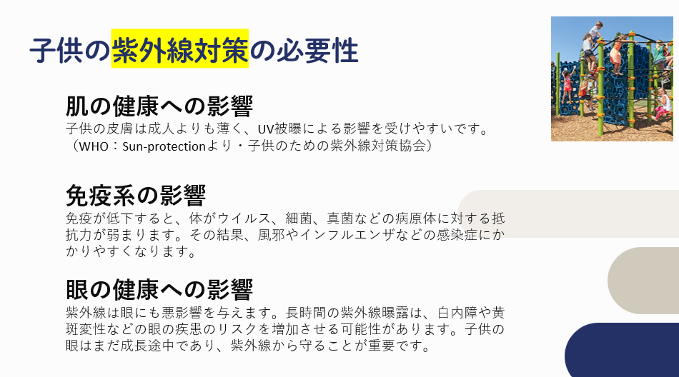 子供の紫外線対策の重要性株式会社ピーカブー　エポカル